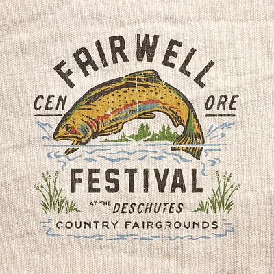 Fairwell's Trout badge design branding illustration t shirt design vintage vintage badge vintage design