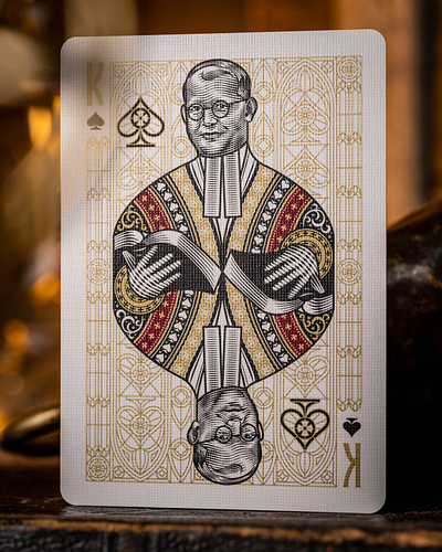 Dietrich Bonhoeffer (King of Spades) design engraving etching illustration peter voth design playing cards vector